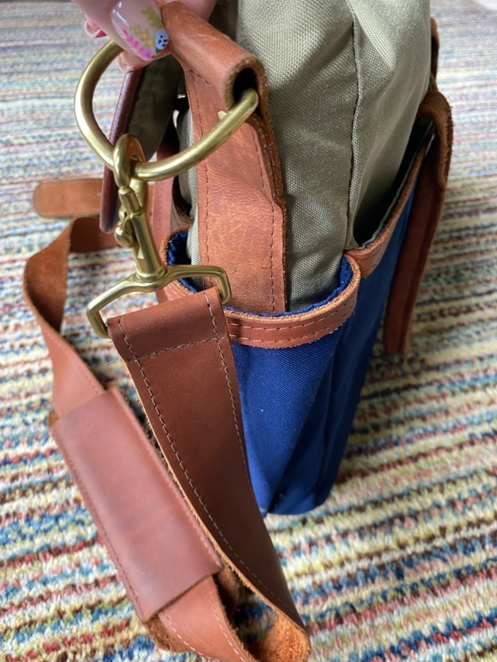 Sword & Plough Navy Canvas Leather Messenger Laptop Bag Made in USA